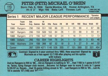 1991 Donruss #119 Pete O'Brien Back