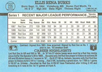 1991 Donruss #235 Ellis Burks Back