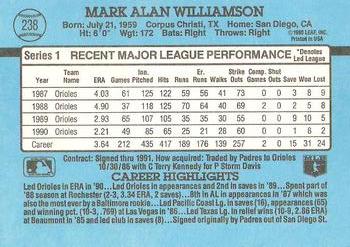 1991 Donruss #238 Mark Williamson Back