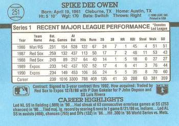 1991 Donruss #251 Spike Owen Back