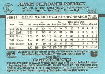 1991 Donruss #291 Jeff Robinson Back