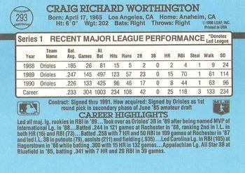 1991 Donruss #293 Craig Worthington Back