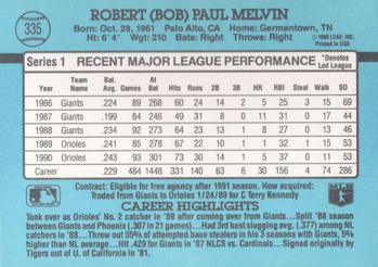 1991 Donruss #335 Bob Melvin Back