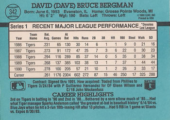 1991 Donruss #342 Dave Bergman Back