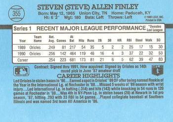1991 Donruss #355 Steve Finley Back