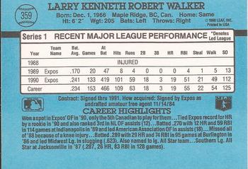 1991 Donruss #359 Larry Walker Back