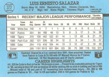 1991 Donruss #372 Luis Salazar Back