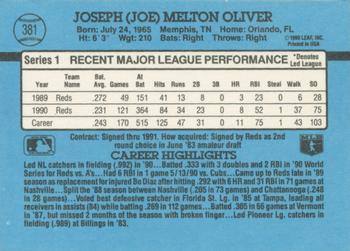 1991 Donruss #381 Joe Oliver Back