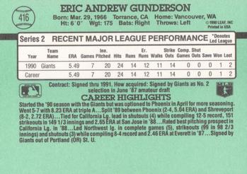1991 Donruss #416 Eric Gunderson Back