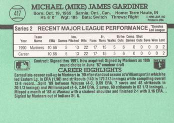 1991 Donruss #417 Mike Gardiner Back