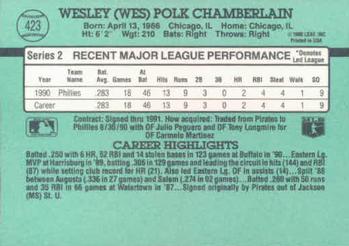 1991 Donruss #423 Wes Chamberlain Back