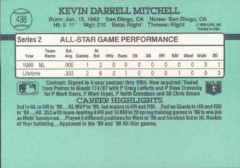 1991 Donruss #438 Kevin Mitchell Back