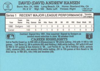 1991 Donruss #45 Dave Hansen Back