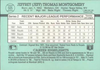 1991 Donruss #505 Jeff Montgomery Back