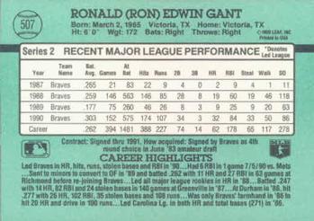 1991 Donruss #507 Ron Gant Back