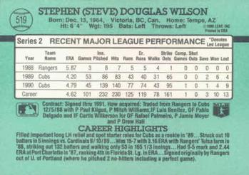 1991 Donruss #519 Steve Wilson Back