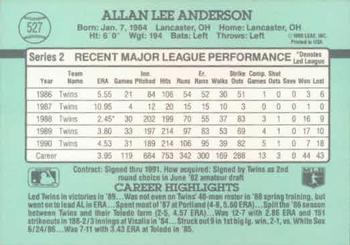 1991 Donruss #527 Allan Anderson Back