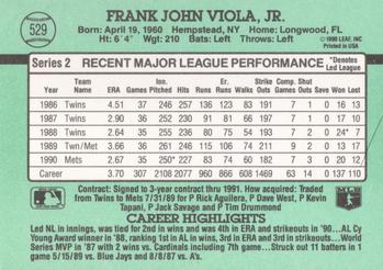 1991 Donruss #529 Frank Viola Back