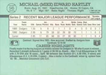 1991 Donruss #545 Mike Hartley Back