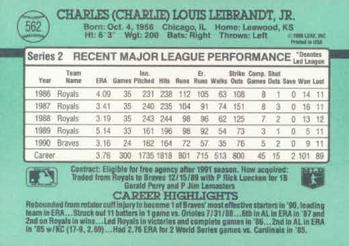 1991 Donruss #562 Charlie Leibrandt Back