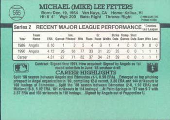 1991 Donruss #565 Mike Fetters Back