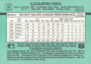 1991 Donruss #566 Alejandro Pena Back