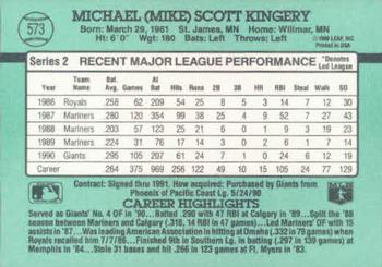 1991 Donruss #573 Mike Kingery Back