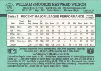 1991 Donruss #585 Mookie Wilson Back