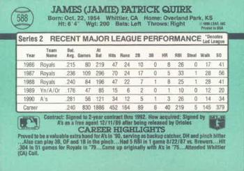1991 Donruss #588 Jamie Quirk Back