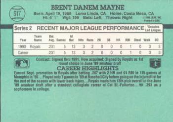1991 Donruss #617 Brent Mayne Back