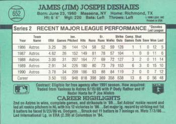 1991 Donruss #652 Jim Deshaies Back