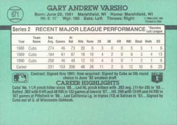 1991 Donruss #671 Gary Varsho Back