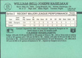 1991 Donruss #679 Bill Haselman Back