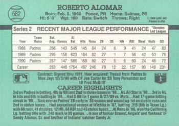 1991 Donruss #682 Roberto Alomar Back