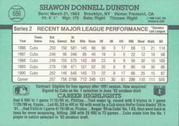 1991 Donruss #686 Shawon Dunston Back