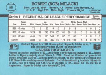 1991 Donruss #69 Bob Milacki Back