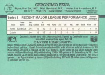 1991 Donruss #712 Geronimo Pena Back