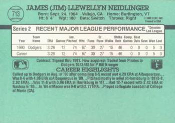 1991 Donruss #713 Jim Neidlinger Back