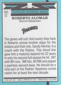 1991 Donruss #12 Roberto Alomar Back