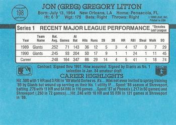 1991 Donruss #198 Greg Litton Back