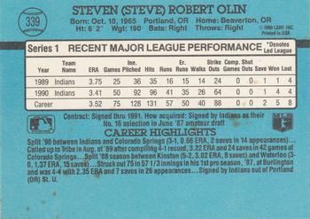 1991 Donruss #339 Steve Olin Back