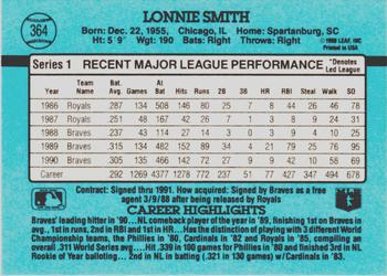 1991 Donruss #364 Lonnie Smith Back