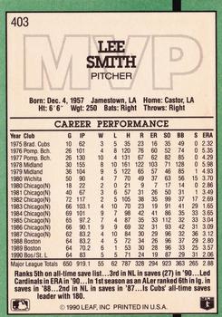 1991 Donruss #403 Lee Smith Back