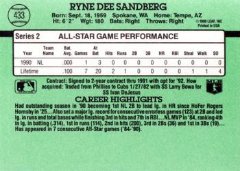 1991 Donruss #433 Ryne Sandberg Back