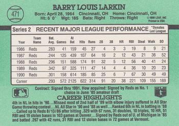 1991 Donruss #471 Barry Larkin Back
