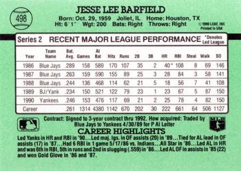 1991 Donruss #498 Jesse Barfield Back