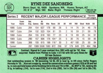 1991 Donruss #504 Ryne Sandberg Back