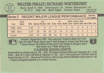 1991 Donruss #511 Wally Whitehurst Back
