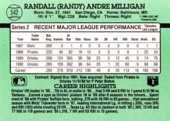 1991 Donruss #542 Randy Milligan Back