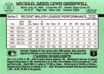 1991 Donruss #553 Mike Greenwell Back